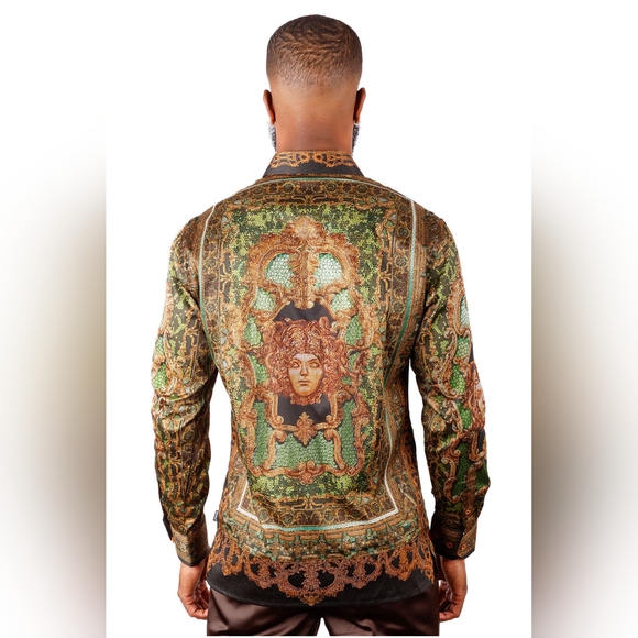 NWT Barabas Virago Stone Rhinestone Long Sleeve Shirt Size M - Picture 4 of 11